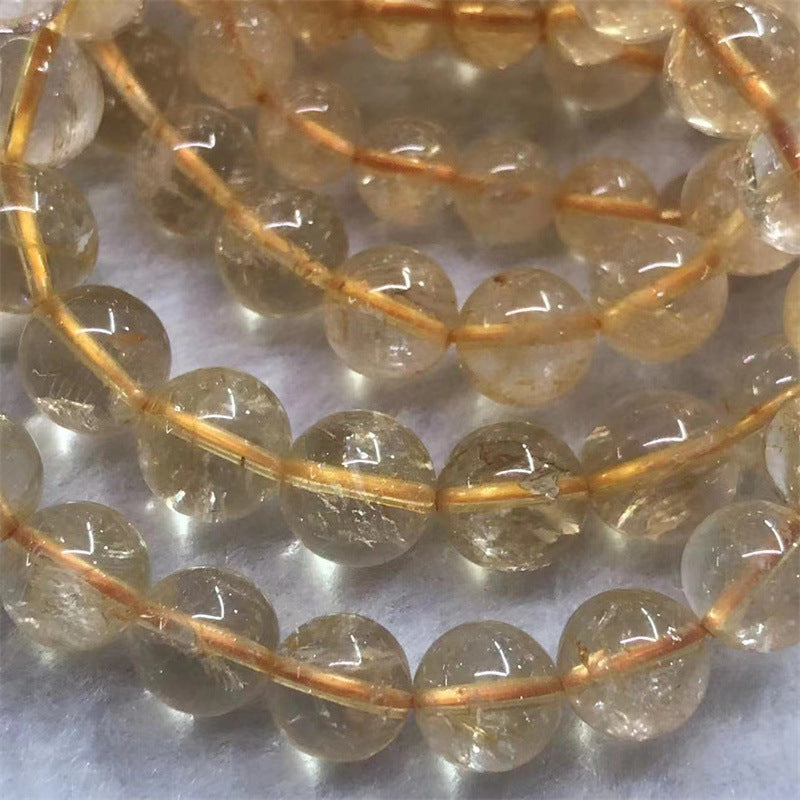 Natural Yellow Asai Citrine Single Circle Bracelet Rainbow Light Bracelet Non-Artificial Explosion Finished Bracelet Wholesale