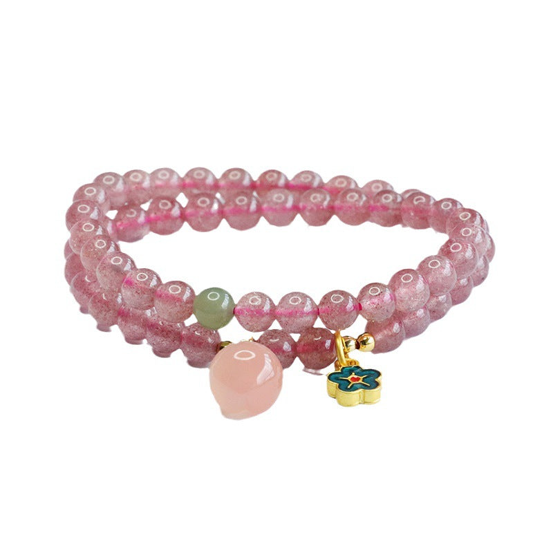 Natural crystal bracelet strawberry crystal two-circle bracelet Yanyuan Taozi jewelry factory wholesale CB3071206 