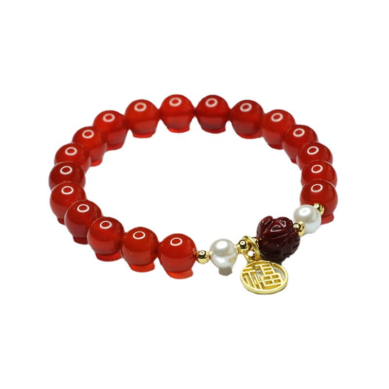 Natural red agate bracelet purple sand lotus bracelet women's palace style jewelry MN3042202