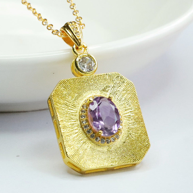 Natural amethyst pendant purple colored gemstone pendant necklace CB3080116 