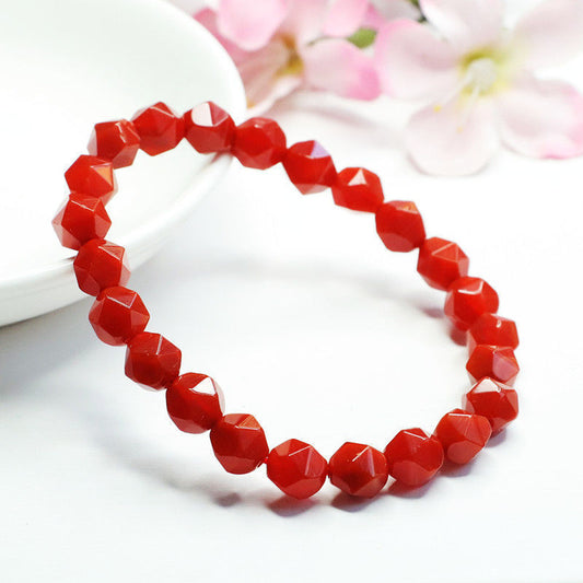 Red Agate Faceted Bracelet Southern Red Bracelet Jewelry MN1122644 