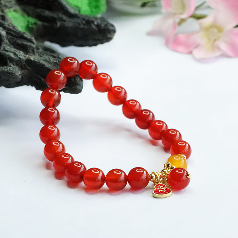 Natural red agate bracelet bracelet yellow chalcedony crystal for women MN3030203