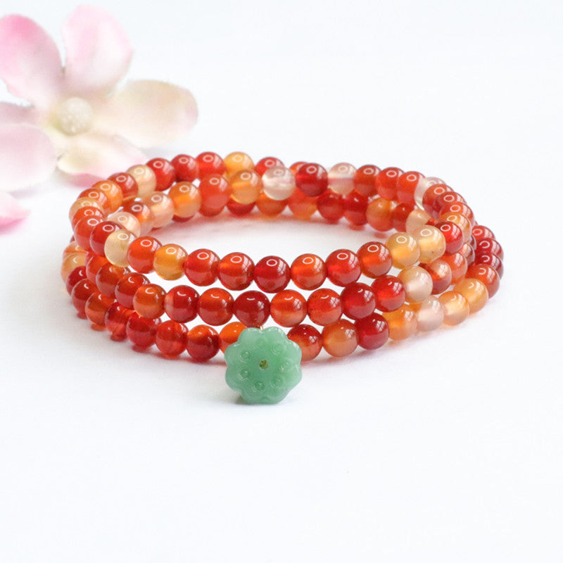 Natural red agate multi-circle bracelet lotus tassel diy chalcedony bracelet jewelry 2050507