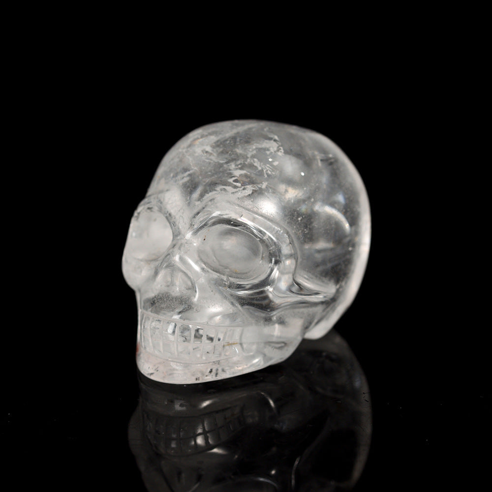 Crystal carved skull jade home office crystal pink aventurine semi-precious stone 1.5 inch skull ornament 