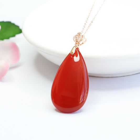 S925 silver with red agate pendant chalcedony drop jewelry MN2101004