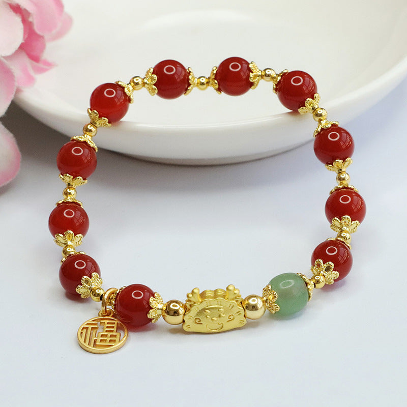 Natural red agate bracelet zodiac dragon bracelet year of the dragon zodiac year jewelry MN3112301