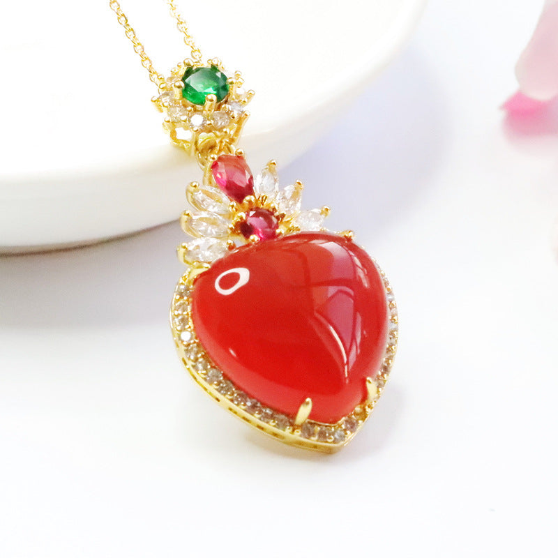 Natural red agate pendant chalcedony love cross-border hot selling jewelry MN2102001