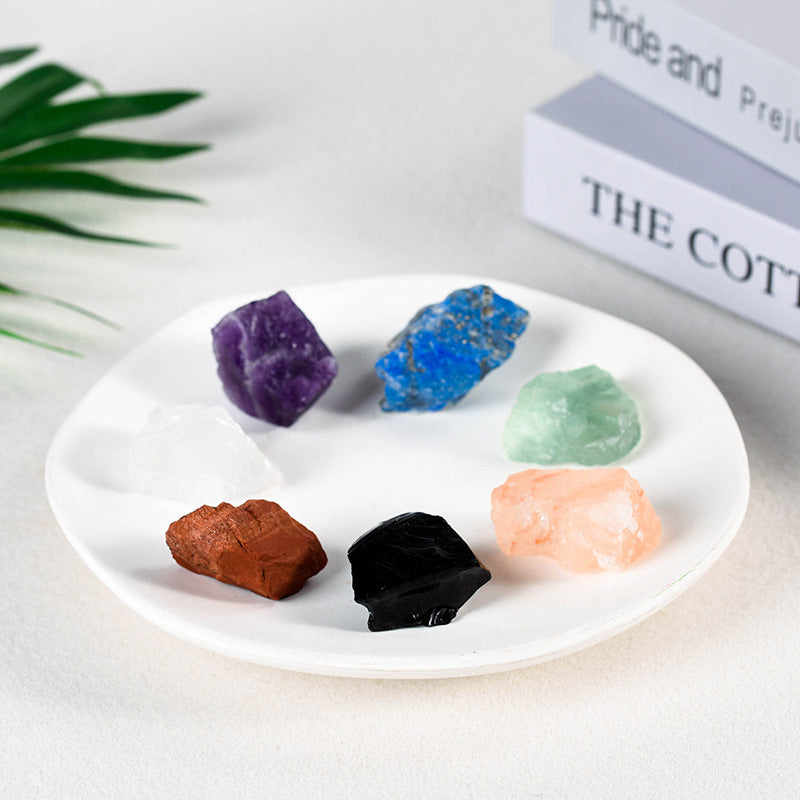 Spot popular natural crystal gravel aromatherapy stone irregular 7-color crystal rough stone 