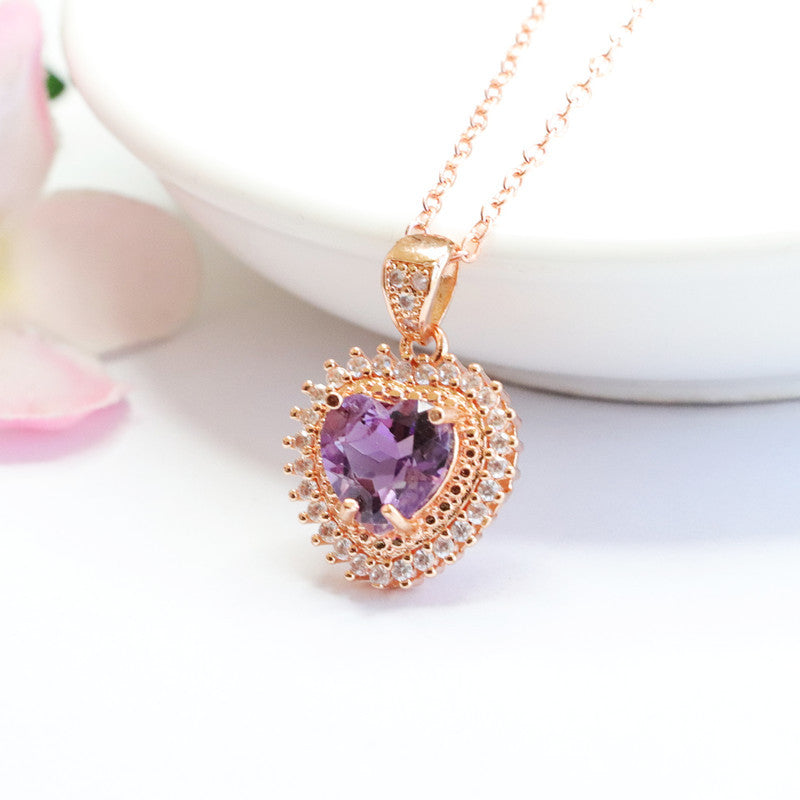 Natural Amethyst Pendant Love Overseas Hot Selling Colorful Jewelry CB2101305 