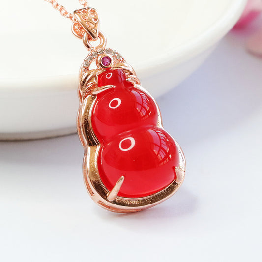 Natural red agate pendant chalcedony gourd necklace jewelry accessories MN2102802