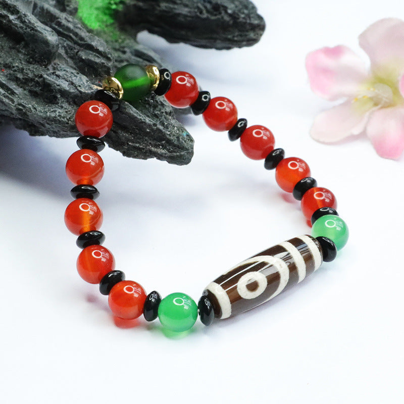 Two-eyed Dzi Beads Agate Bracelet Chalcedony Bracelet Jewelry MN1122581