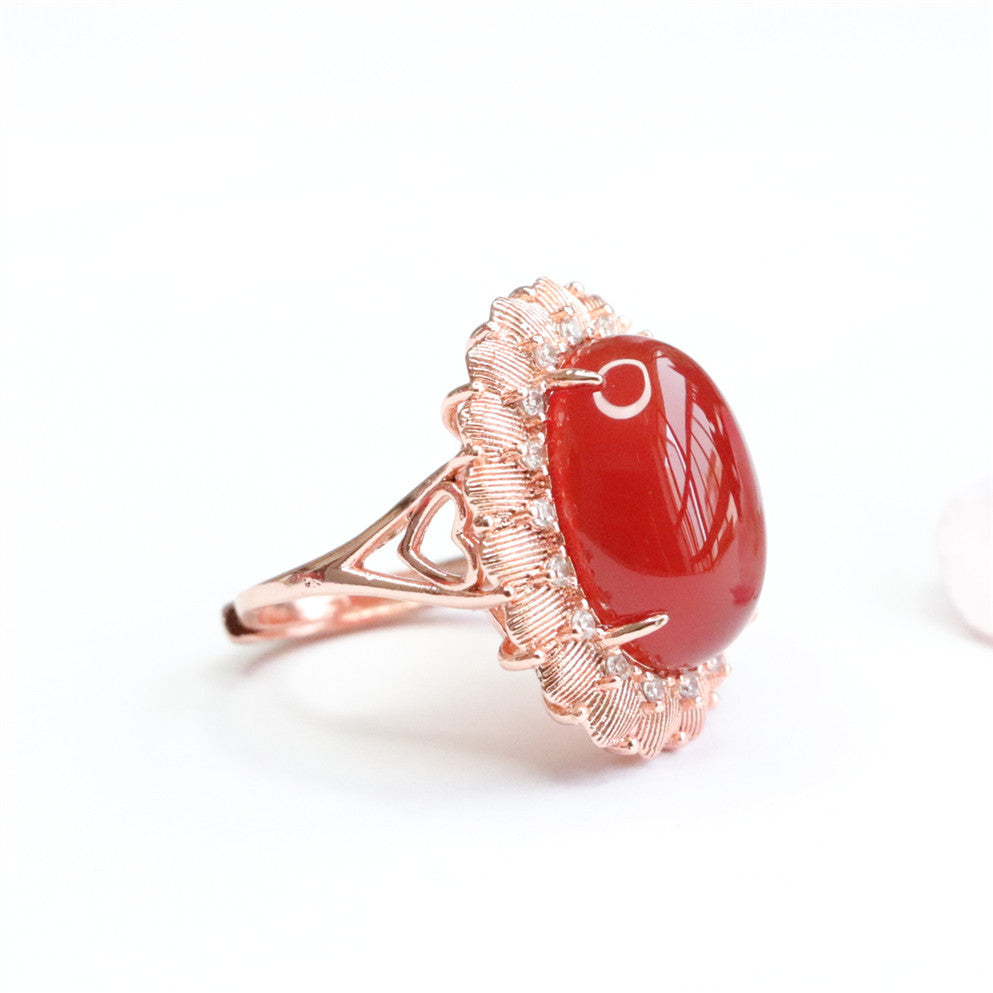 Carnelian dove egg ring chalcedony ring jewelry MN2050510