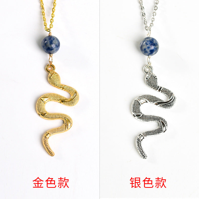 European and American popular jewelry snake crystal necklace personality fashion retro snake pendant sweater chain for women 