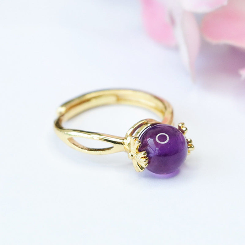 Natural Amethyst Ring Purple Colorful Rotating Ring Women's Jewelry CB3101305 