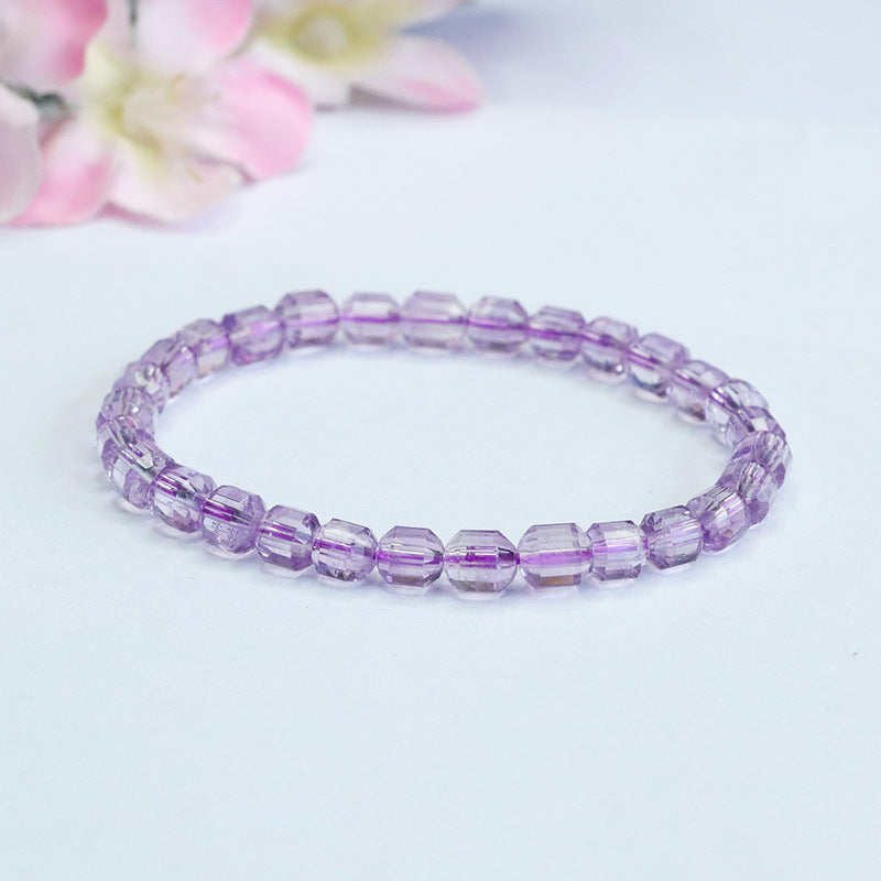 Natural Amethyst Bracelet Purple Color Treasure Faceted Cylindrical Bracelet CB3072804 