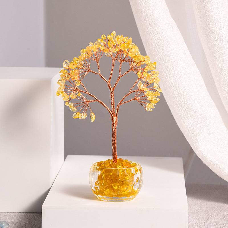 Natural gravel crystal tree diamond glass bowl crafts home creative office desk decoration color tree wholesale 