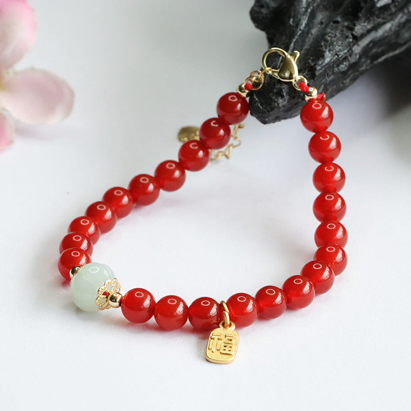 Natural red agate bracelet emerald pumpkin bead bracelet new Chinese style welfare MN4061202