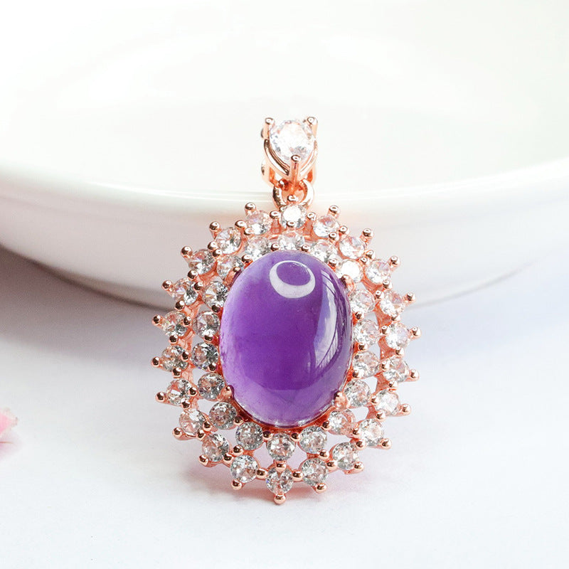 Natural Amethyst Pendant Purple Gemstone Necklace Women's Fashion Jewelry CB3082908 