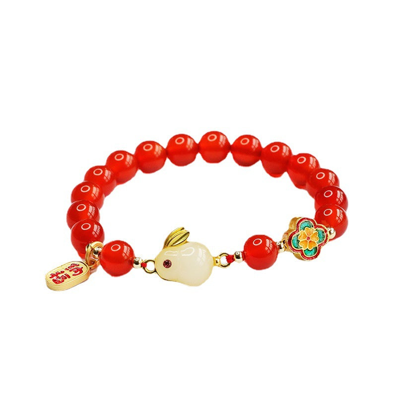 Natural Agate Rabbit Bracelet Red Agate Year of the Rabbit Bracelet Jewelry Jewelry MN2121407