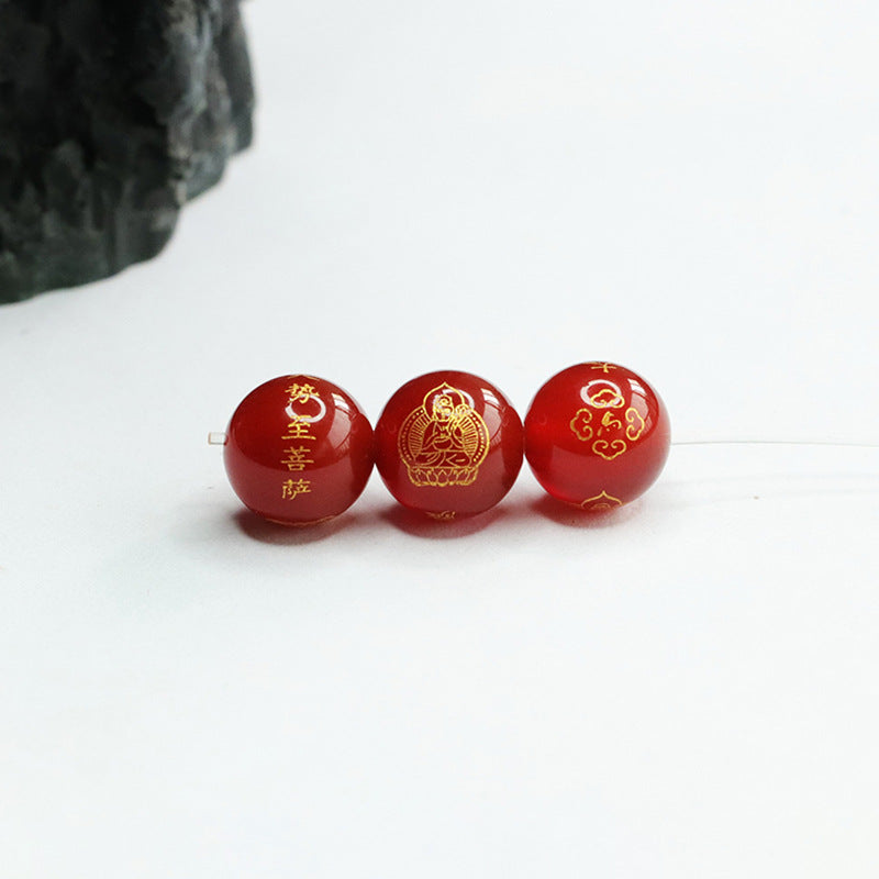 Agate engraved eight patron saints loose beads chalcedony year of the dragon DIYMN3121503