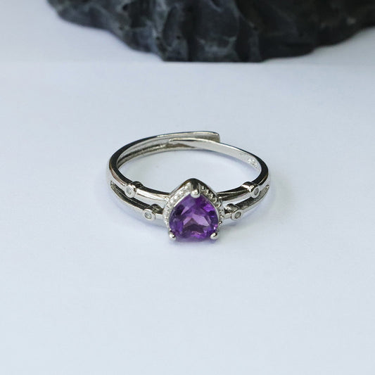 Natural Amethyst Love Ring Purple Colorful Jewelry Ring Jewelry CB3092904 