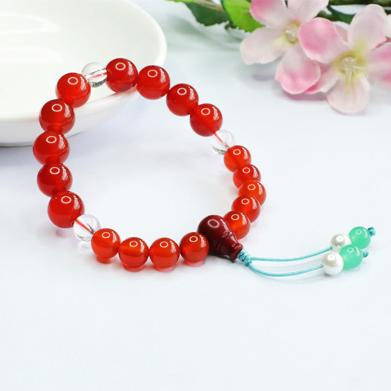 Red agate bracelet white crystal chalcedony eighteen seeds national style MN3072404