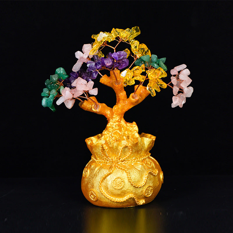 Opening Gift Ornaments Home Living Room Office Decorations Hot Selling Crystal Crafts Tree Citrine Tree 