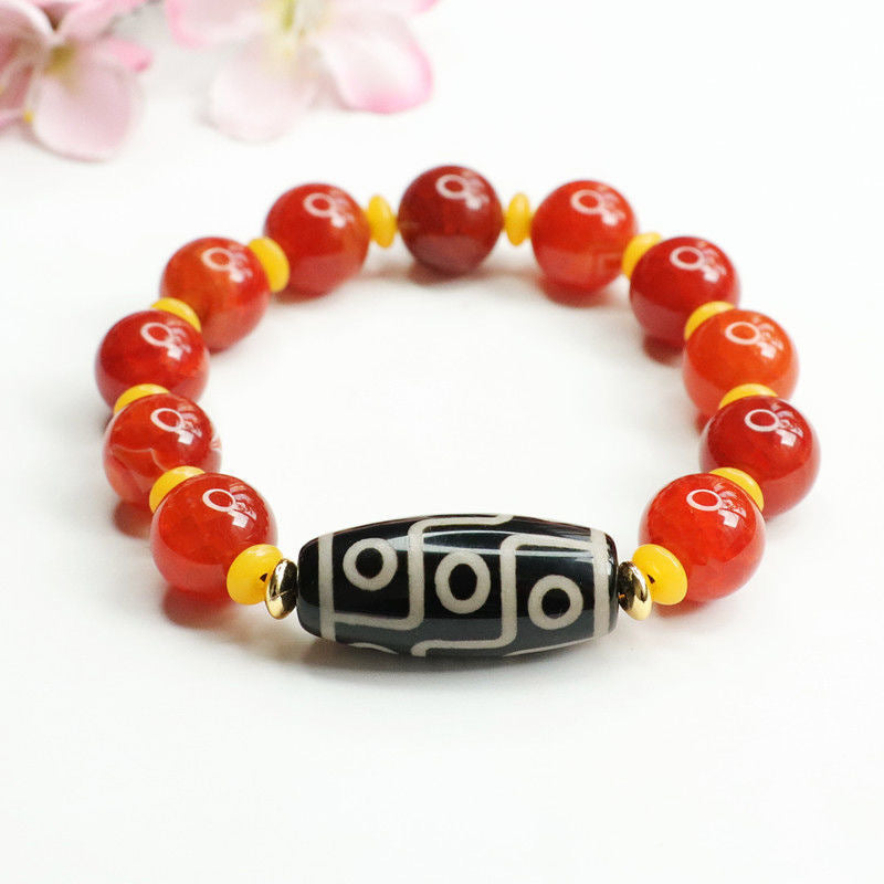 Nine-eye Dzi beads bracelet red agate bracelet chalcedony jewelry MN1122563