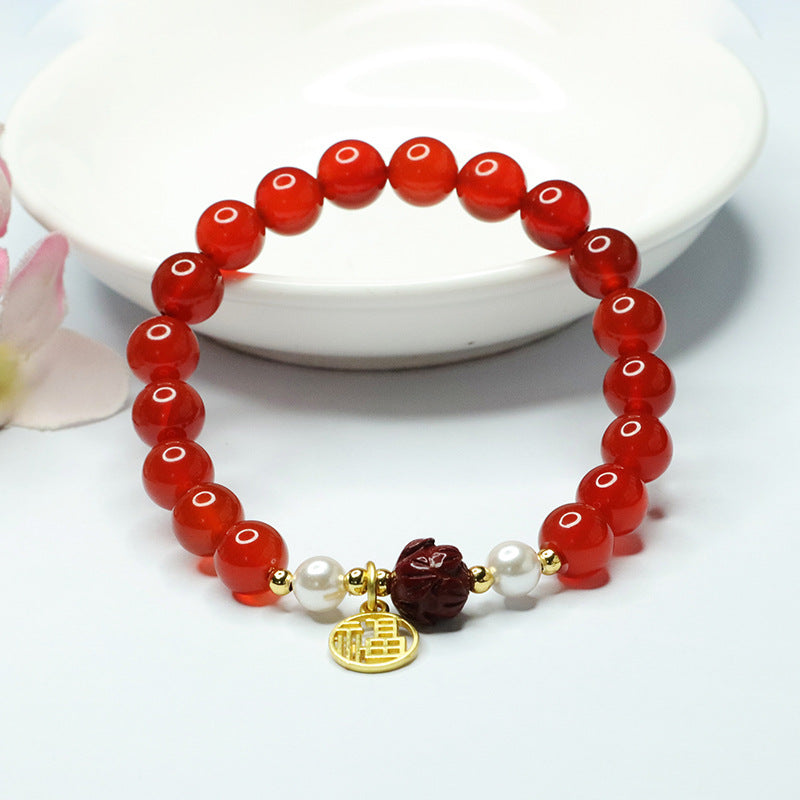 Natural red agate bracelet purple sand lotus bracelet women's palace style jewelry MN3042202