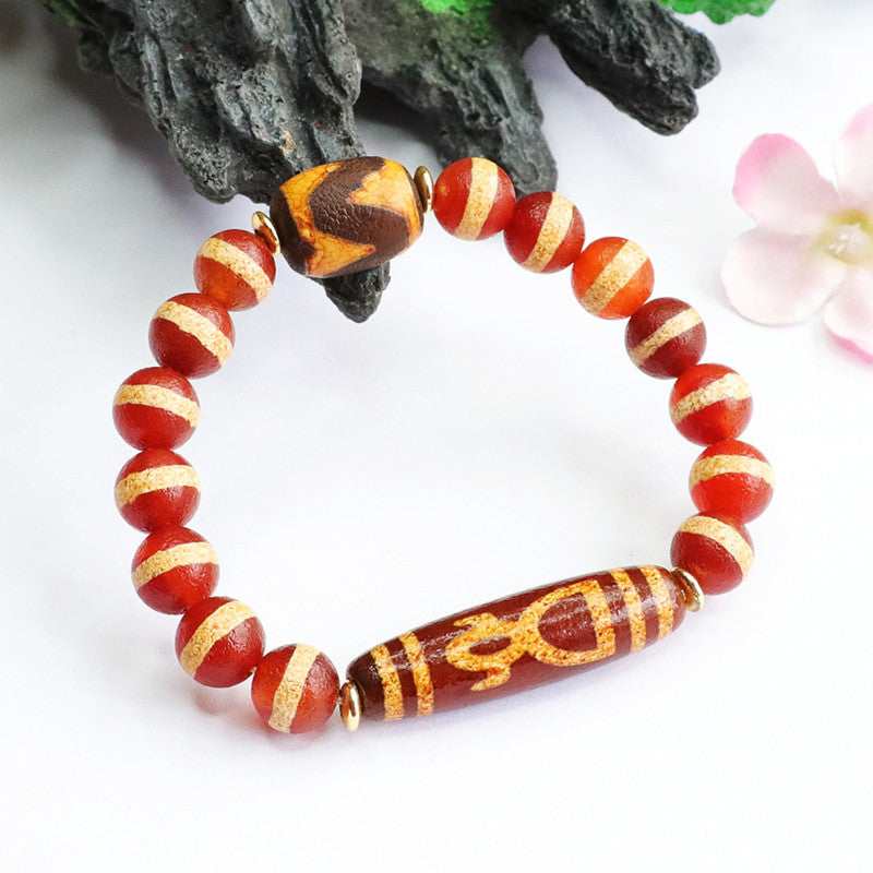 Old material God of Wealth Dzi beads Passepartout bracelet MN2042109