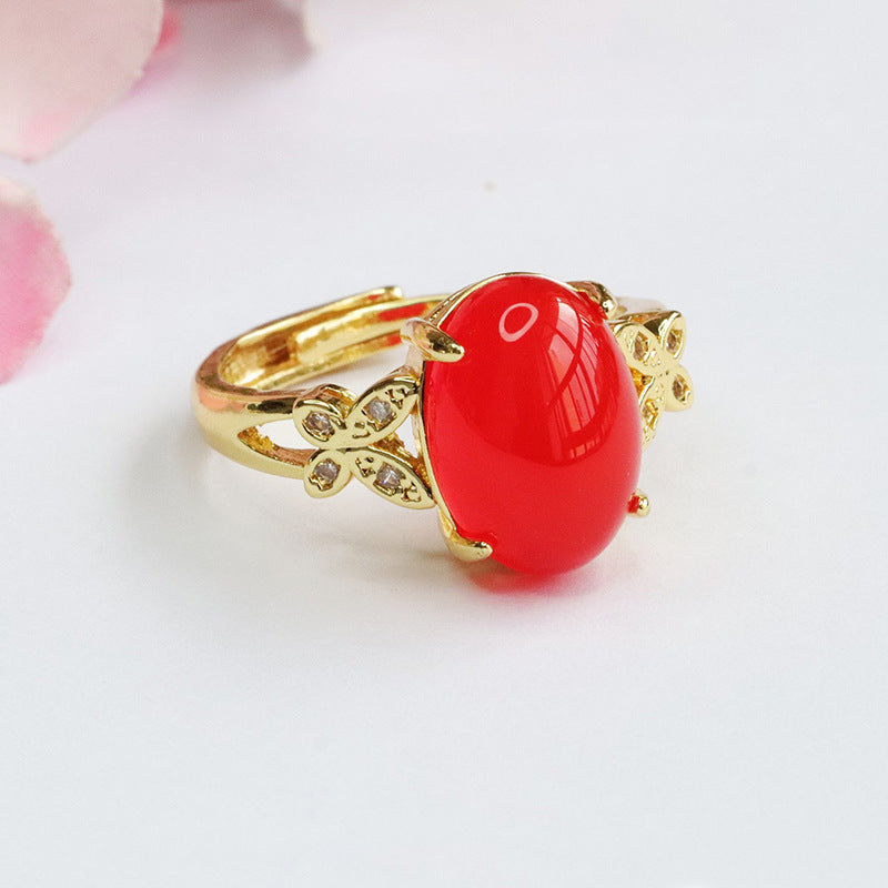 Natural red agate ring pigeon blood carnelian ring palace style MN3100102