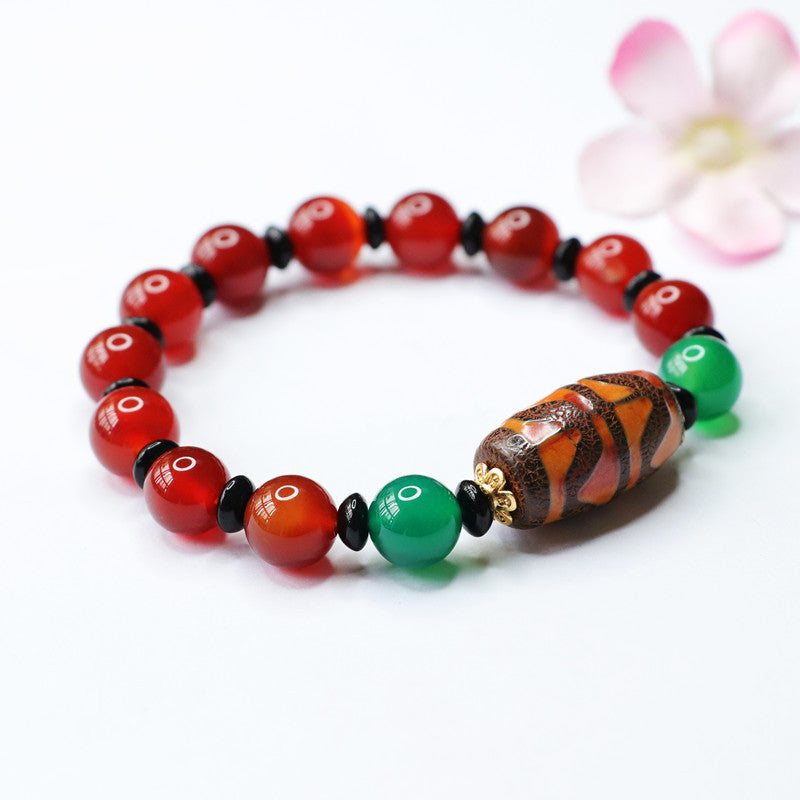 Tiger Tooth Dzi Bead Bracelet Red Agate Bracelet Chalcedony MN2032204