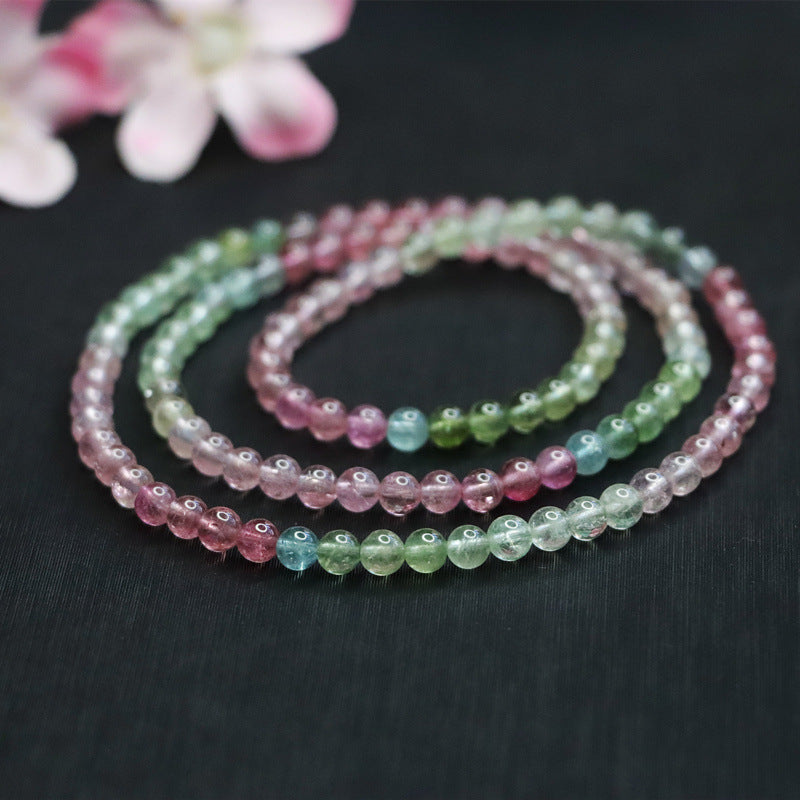 Natural crystal Brazilian old mine tourmaline fully transparent bracelet macaron multi-circle jewelry gift CB2112907 