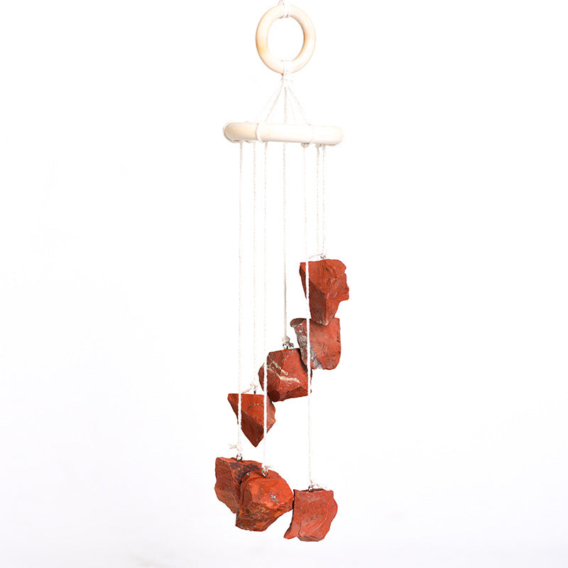 Irregular raw stone wind chime window bell car decoration multi-color agate elegant home pendant living room balcony decoration 