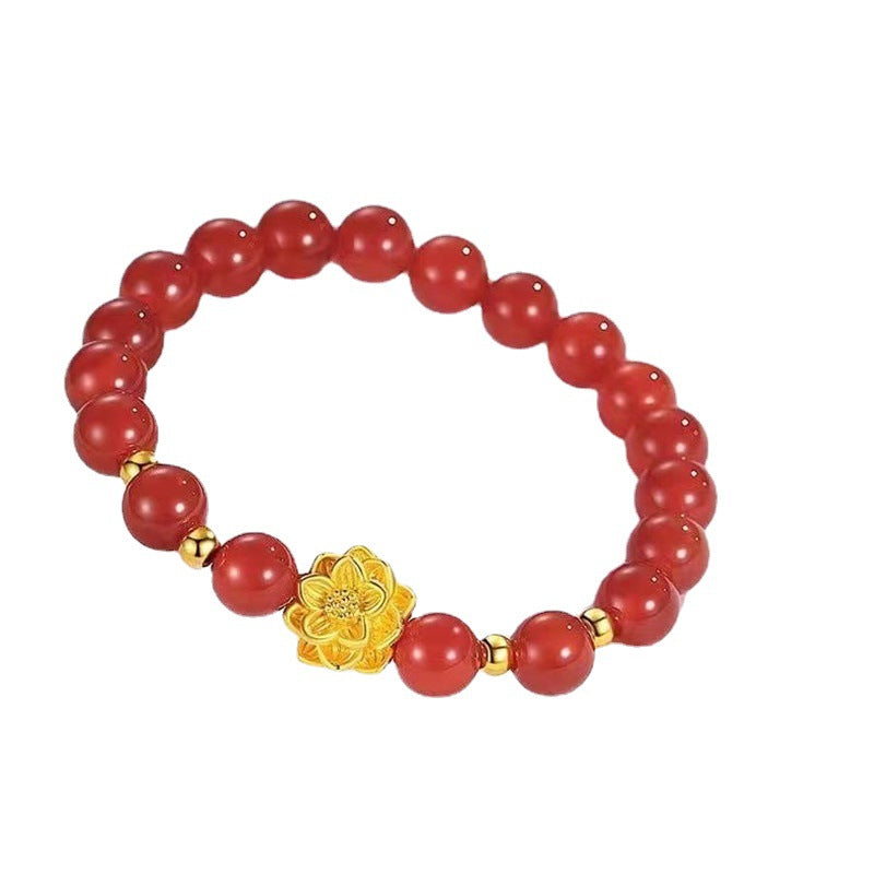 Supply natural red agate bracelet chalcedony lotus bracelet jewelry MN2080810