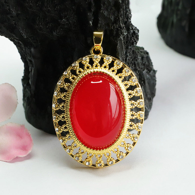 Red agate pendant pigeon blood carnelian necklace national fashion jewelry MN4042406