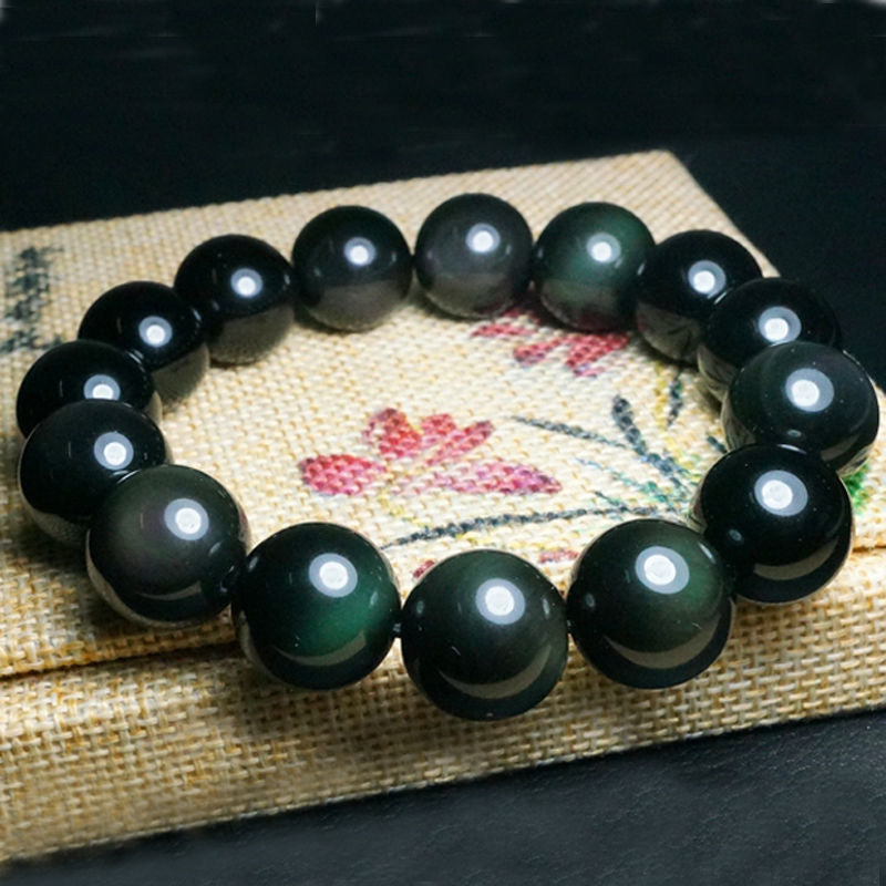 Customized natural rainbow eye obsidian bracelet couple style cat eye bracelet CB2040901 