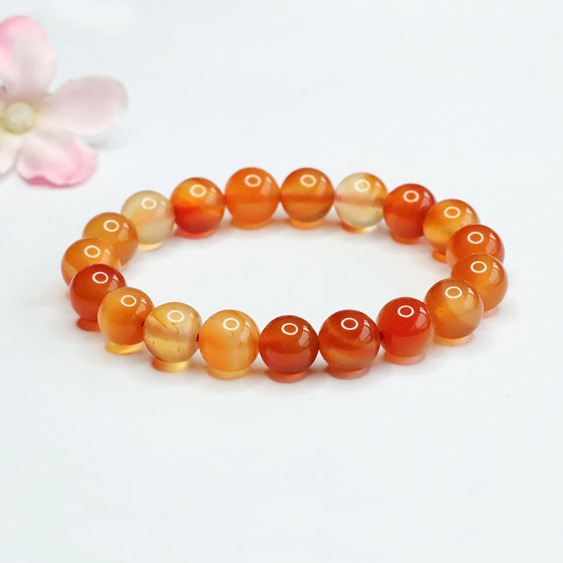 Natural primary color agate bracelet ice candy red and yellow chalcedony bracelet MN3121403