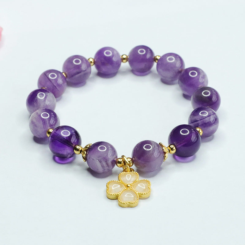 Natural lavender amethyst bracelet four-leaf clover tassel bracelet CB3071801 