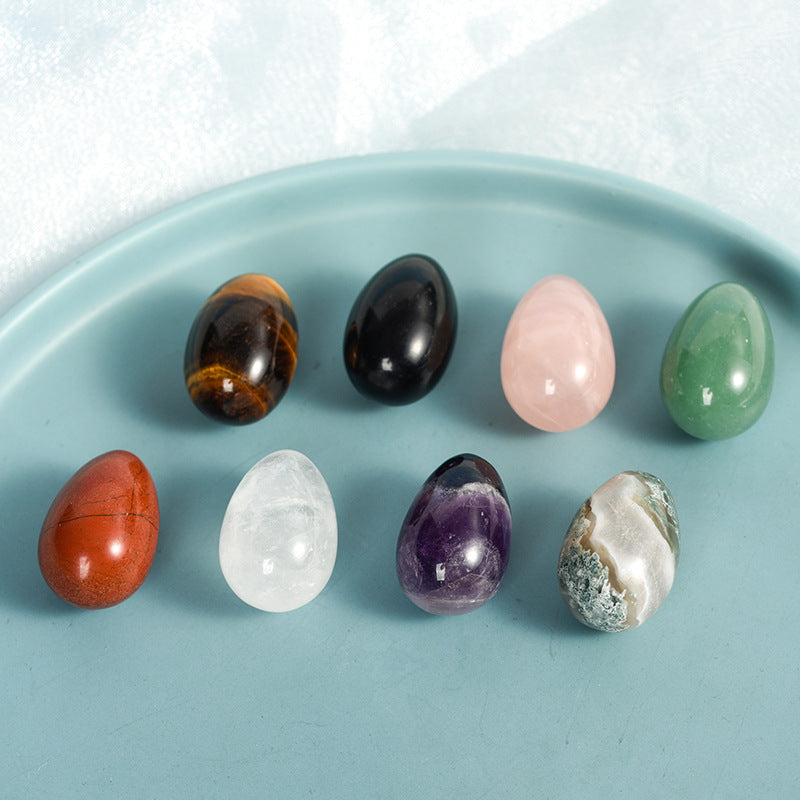 Jade play piece home decoration oval crystal rose quartz aventurine semi-precious stone egg-shaped massage hand ball 