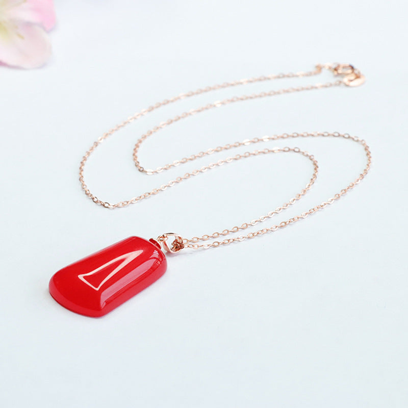 S925 silver inlaid with red agate pendant Wushi brand necklace crystal MN3030205