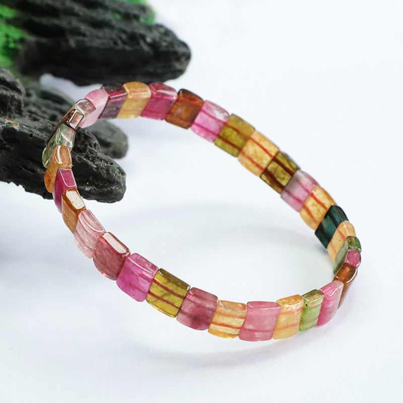 Natural Brazilian candy tourmaline hand string colorful treasure bracelet for women CB3021105 