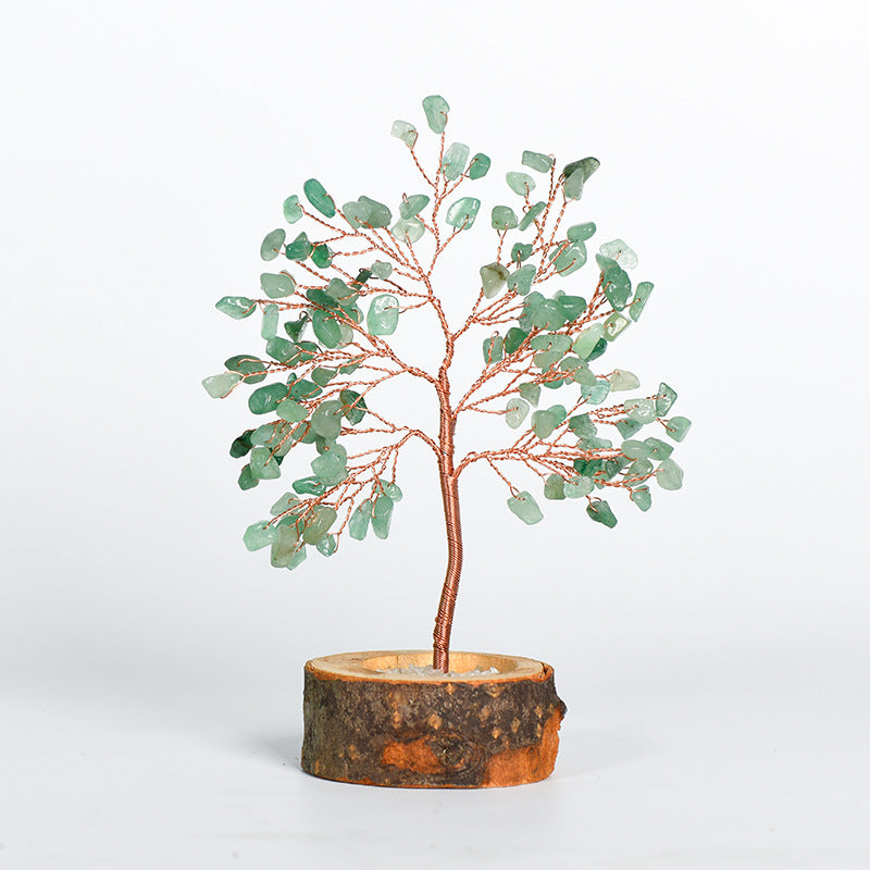 Natural crystal tree gravel solid wood ornaments crystal tree home creative office decoration crafts color modeling base 