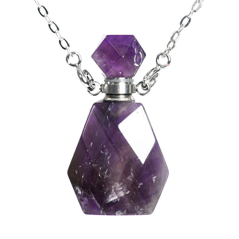 Hot selling new multi-color optional crystal perfume bottle simple personalized necklace pendant 