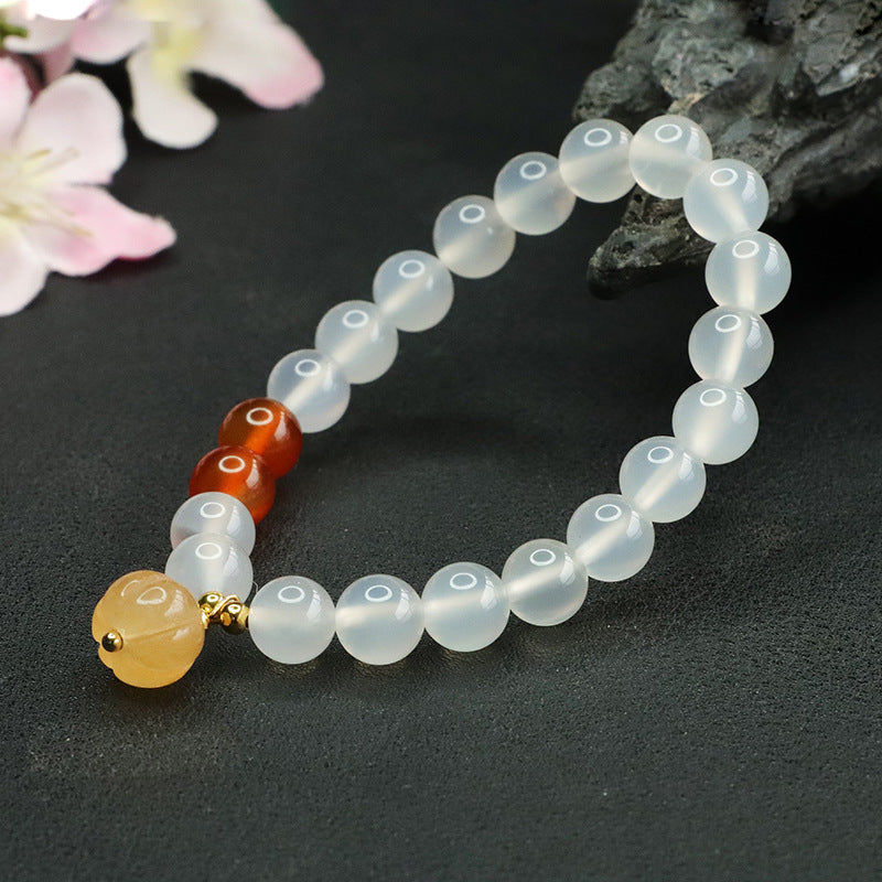 Natural white chalcedony bracelet red agate bracelet new Chinese style jewelry CB3051703 