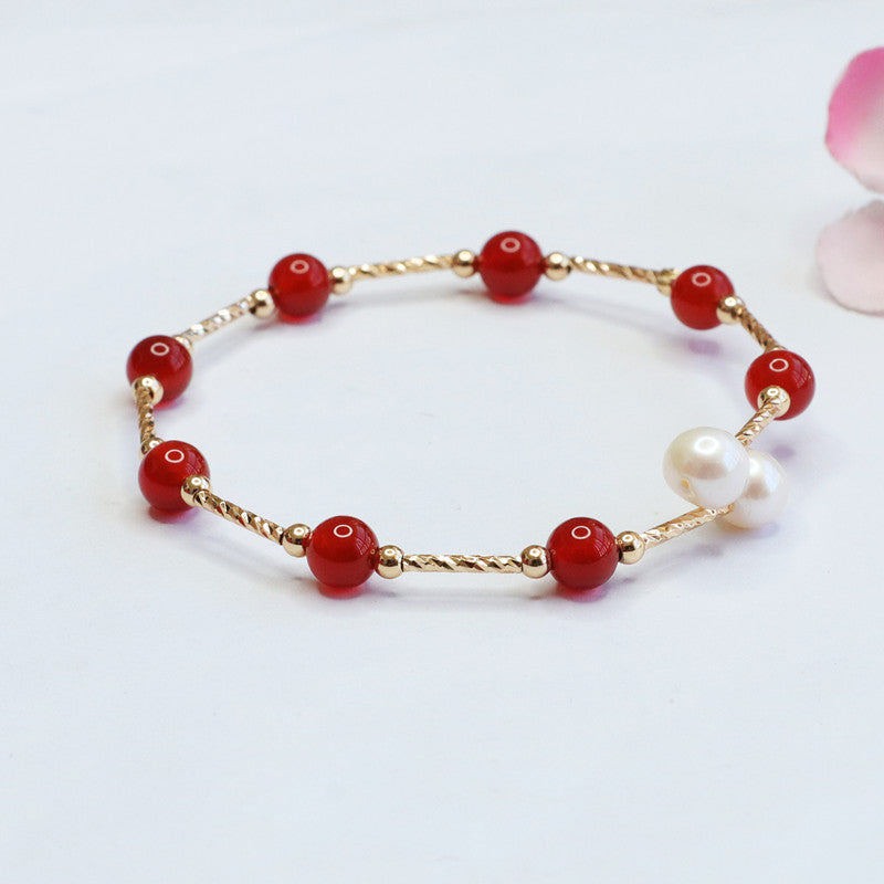 Natural red agate pearl bracelet chalcedony bracelet jewelry accessories MN2040304