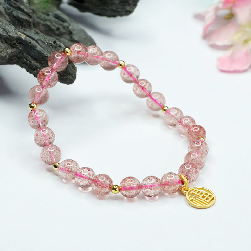 Natural strawberry crystal bracelet ice translucent red strawberry crystal women's bracelet CB3032905 