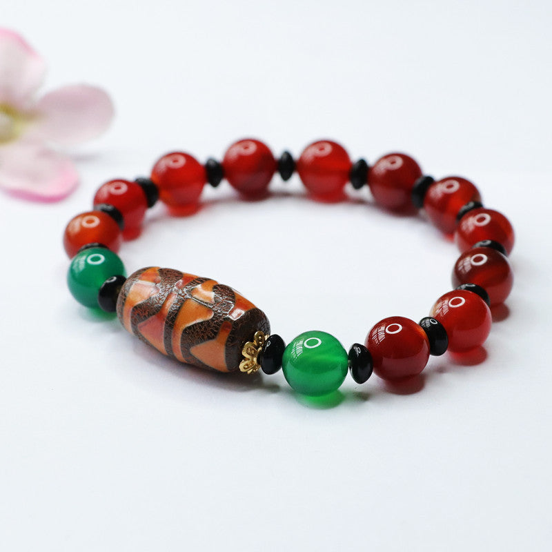 Tiger Tooth Dzi Bead Bracelet Red Agate Bracelet Chalcedony MN2032204