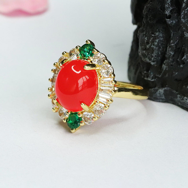 Ice Imperial Chrysoprase Ring Red Agate Ring Jewelry for Women MN4013005 