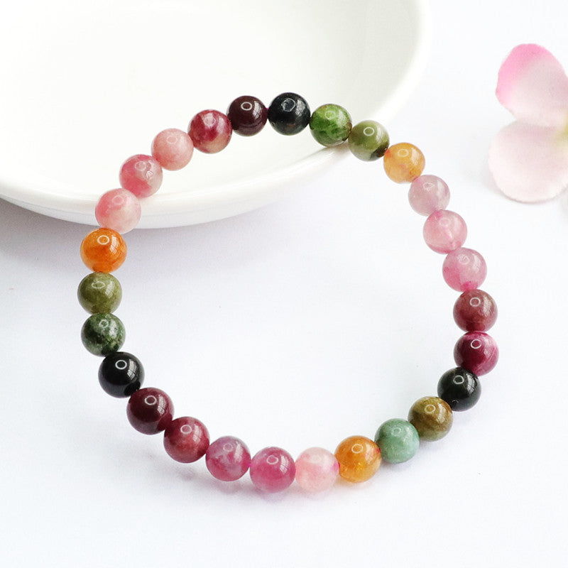 Natural Tourmaline Bracelet Rainbow Bracelet Bead String Women's Crystal Colorful Jewelry CB2042101 